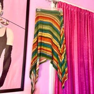 Y2k Vintage Wet Seal Asymmetrical Striped Midi Bohemian Party Skirt Women’s